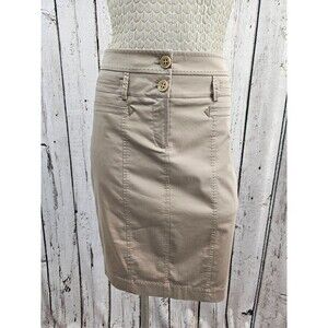 LM Women's XL 42 Marc Aurel Beige Straight Knee Length Pencil Skirt Work Career